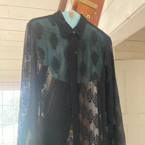 Theory Sheer Black Blouse sz M